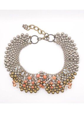 Pam Hiran for Anthropologie Statement Necklace Beaded Peter Pan Collar